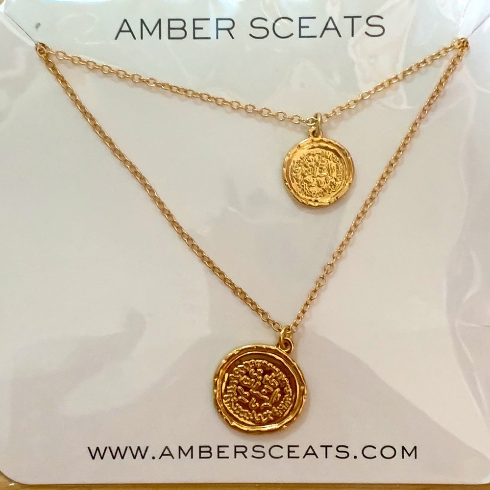 Amber Sceats medallion double layer necklace
